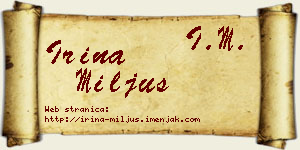 Irina Miljuš vizit kartica